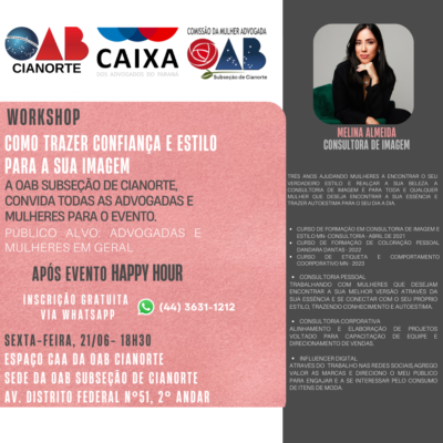 Evento da Comissão da Mulher Advogada: Como trazer CONFIANÇA E ESTILO para a sua imagem